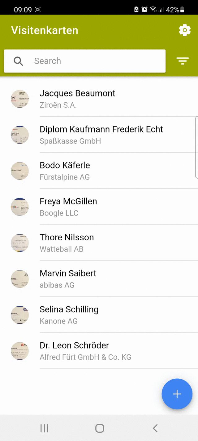 How to export multiple business cards from the BusinessCards app?